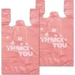 PINK Thank you bags, 100PCS T shirt bags, To Go Bags,Grocery bags, Reusable a...