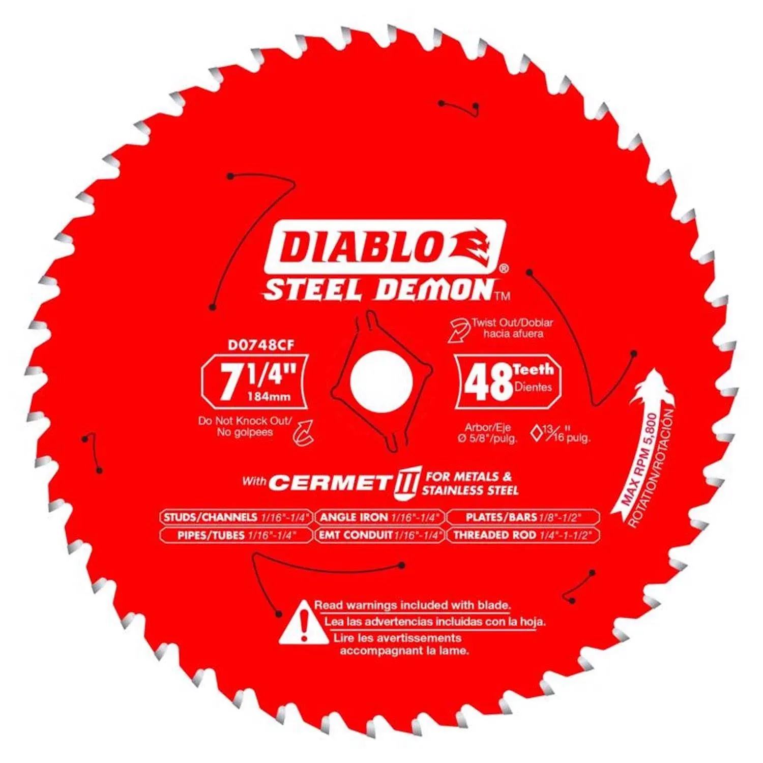 Diablo 7-1/4 in. x 48 Tooth Steel Demon Saw Blade D0748CFX