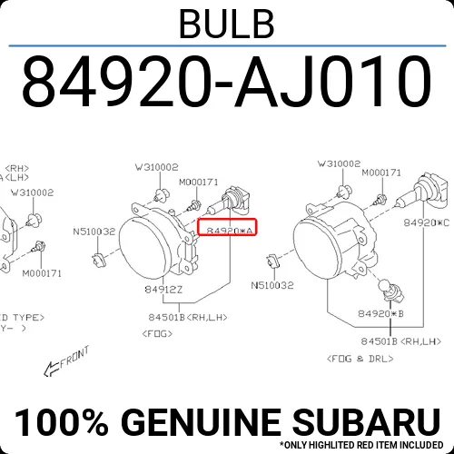 84920AJ010 Subaru Bulb