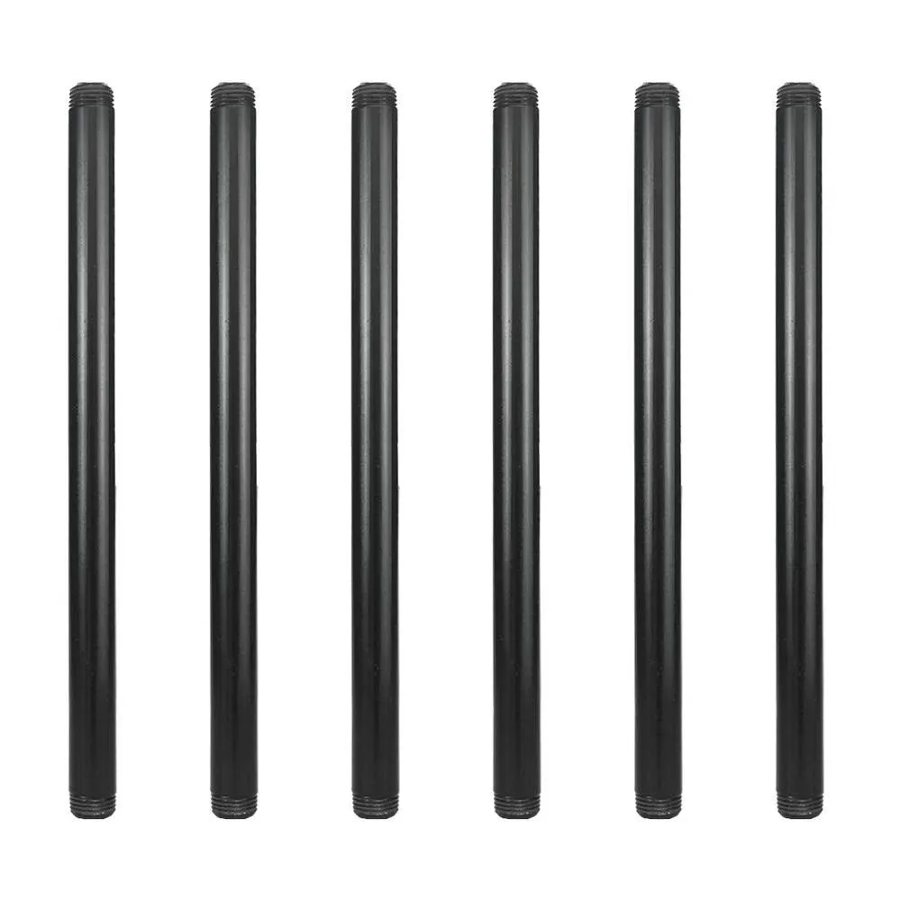 GeilSpace 6 Pack 1/2 inch 14 inch Pre-Cut Black Metal Pipe, Industrial Steel Fits ...