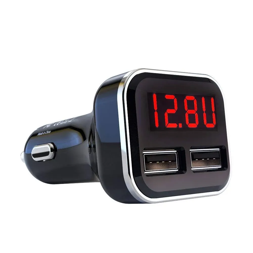 Jebsens 4.8A 24W Dual USB Car Charger Volt Meter Car Battery Monitor with LED ...