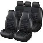 TOYOUN Classic Universal PU Leather Car Seat Covers Full full set, Black-Gray 