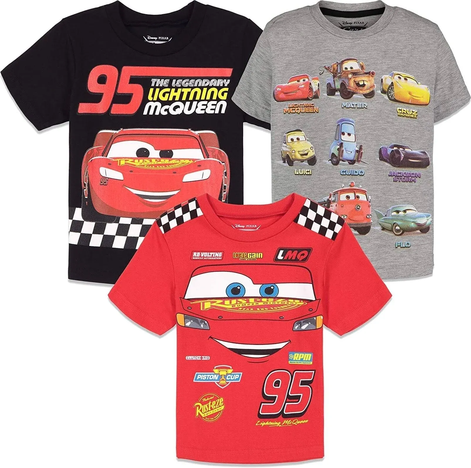 Disney Pixar Cars Lightning Mcqueen Tow Mater Toddler Boys 3 Pack Graphic T-shirts Multicolor 5T