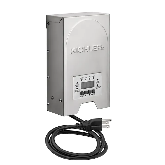 Kichler 200-Watt 12-Volt Multi-Tap Landscape Lighting Transformer with Digital Timer Stainless Steel | 12217