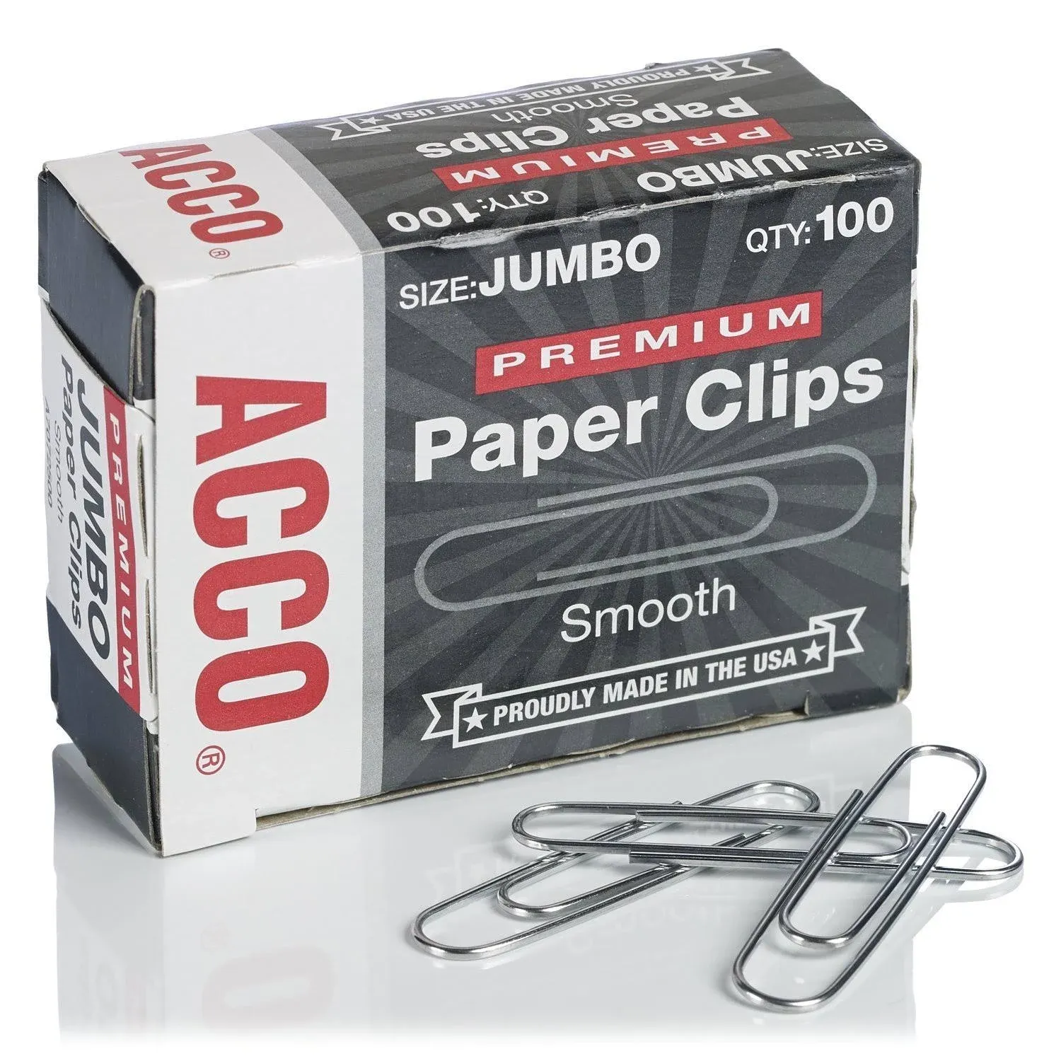 Acco  Recycled Paper Clips  Jumbo  100 per Box  10 Boxes Pack