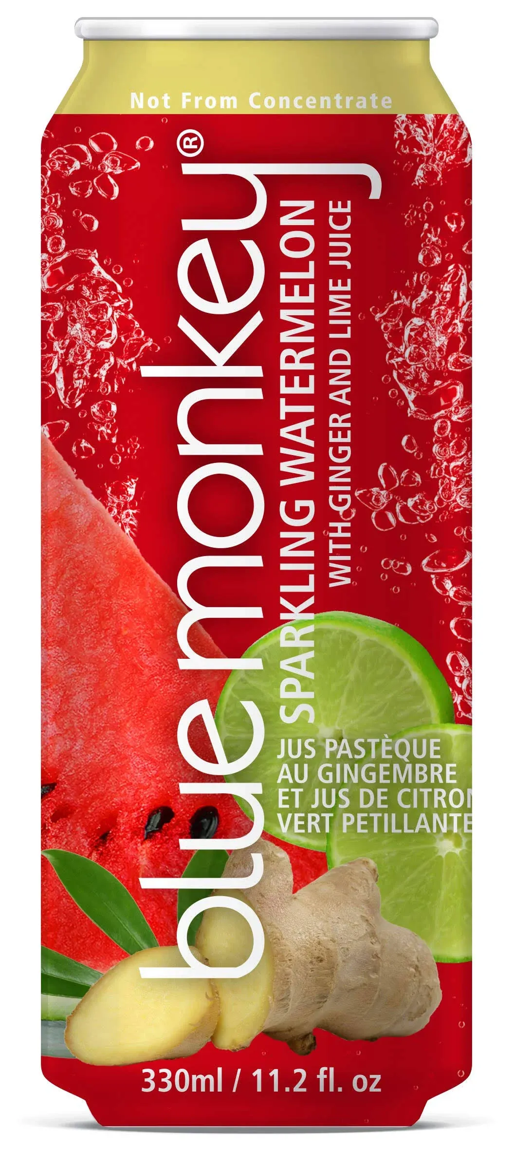 Blue Monkey Sparkling Watermelon Juice 55% with Ginger &amp; Lime Pack of 12