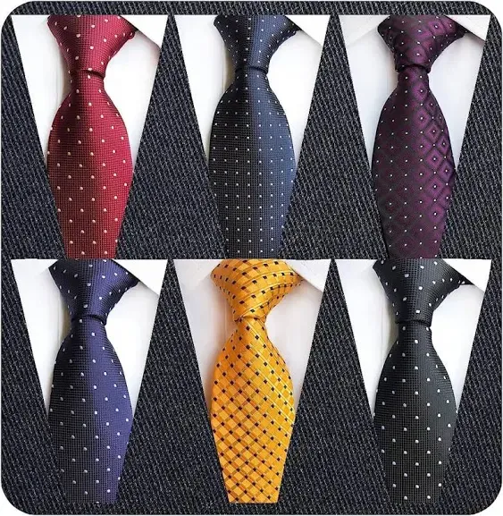 Adulove Men's Necktie Classic Silk Tie Woven Jacquard Neck Ties 6 PCS