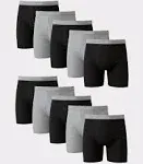 Hanes Men's Super Value Pack Black/Grey Boxer Briefs, 10 Pack