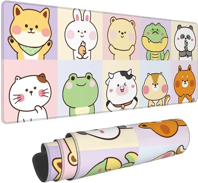 Kawaii Animals Gaming Mouse Pad Large XL Cute Desk Mat Long Extended Pads Big...