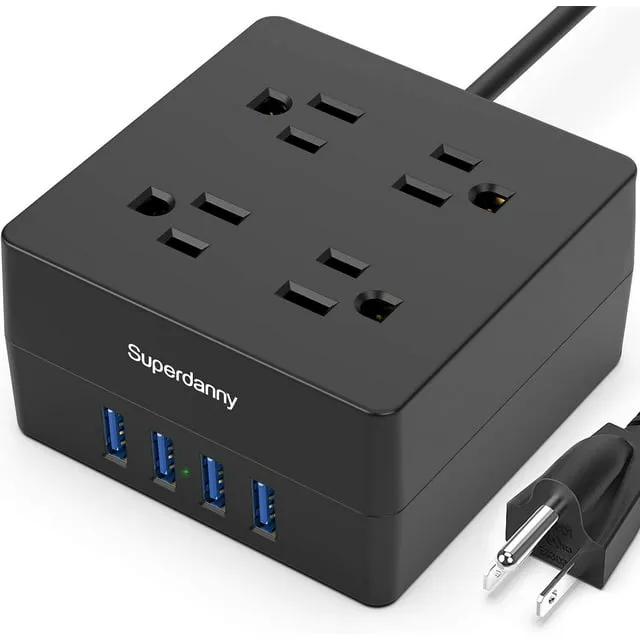 SUPERDANNY Surge Protector Power Strip Outlet with USB Ports Mountable 5ft