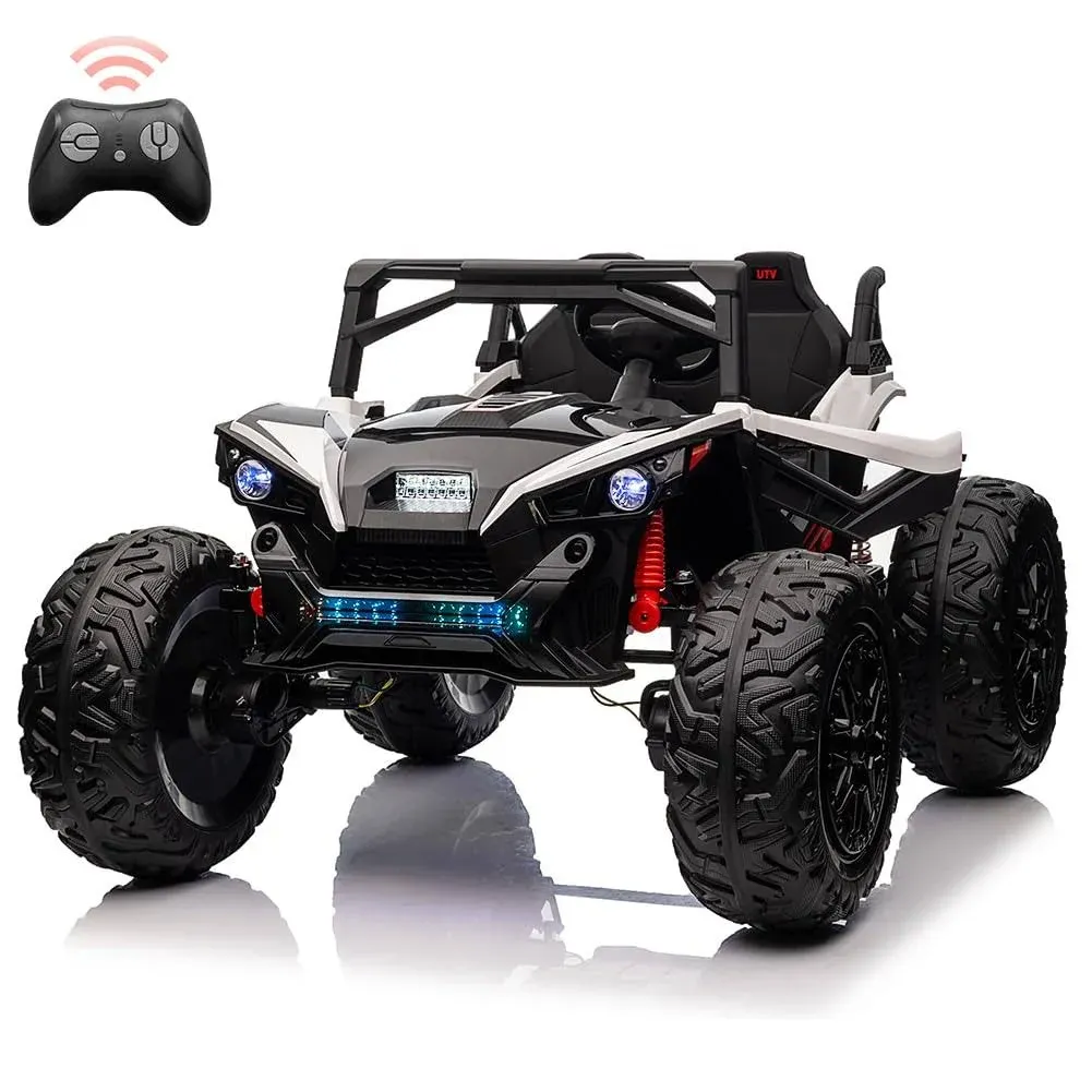 24V 2Seats Ride on UTV with Remote Control, 17" Extra Large Eva Wheels & 20.5“ Wide Seat 4WD Electric Vehicle with Full-Metal Suspension,Music,LED