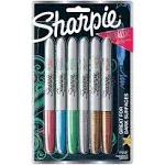 Sharpie Metallic Permanent Markers, Fine Point, Assorted Colors, 6 Count