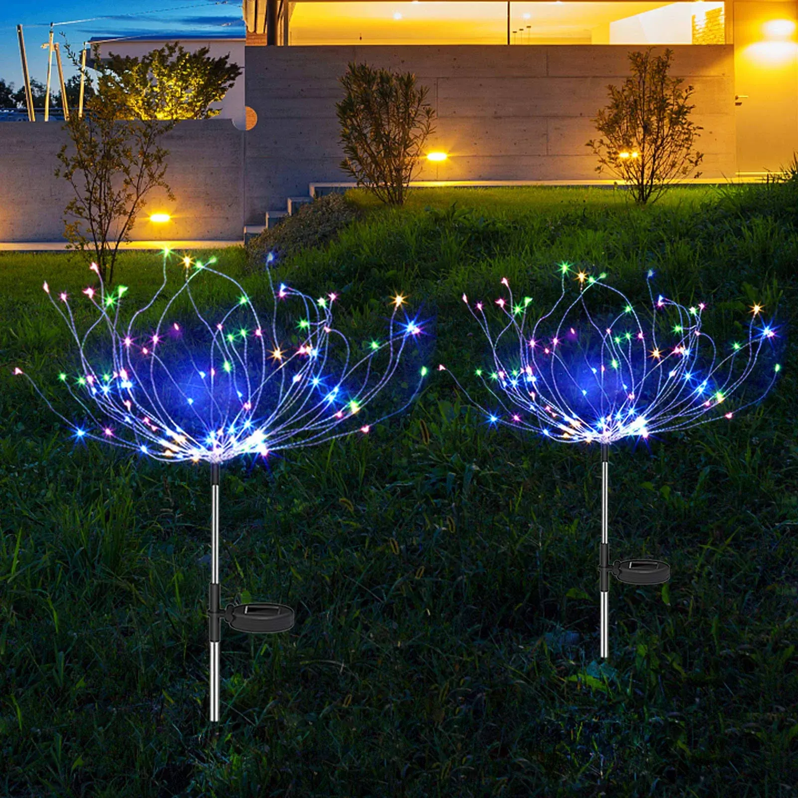 Solar Firework Lights Outdoor Garden Decor 2 Pack, Waterproof LED Sparkler Li...