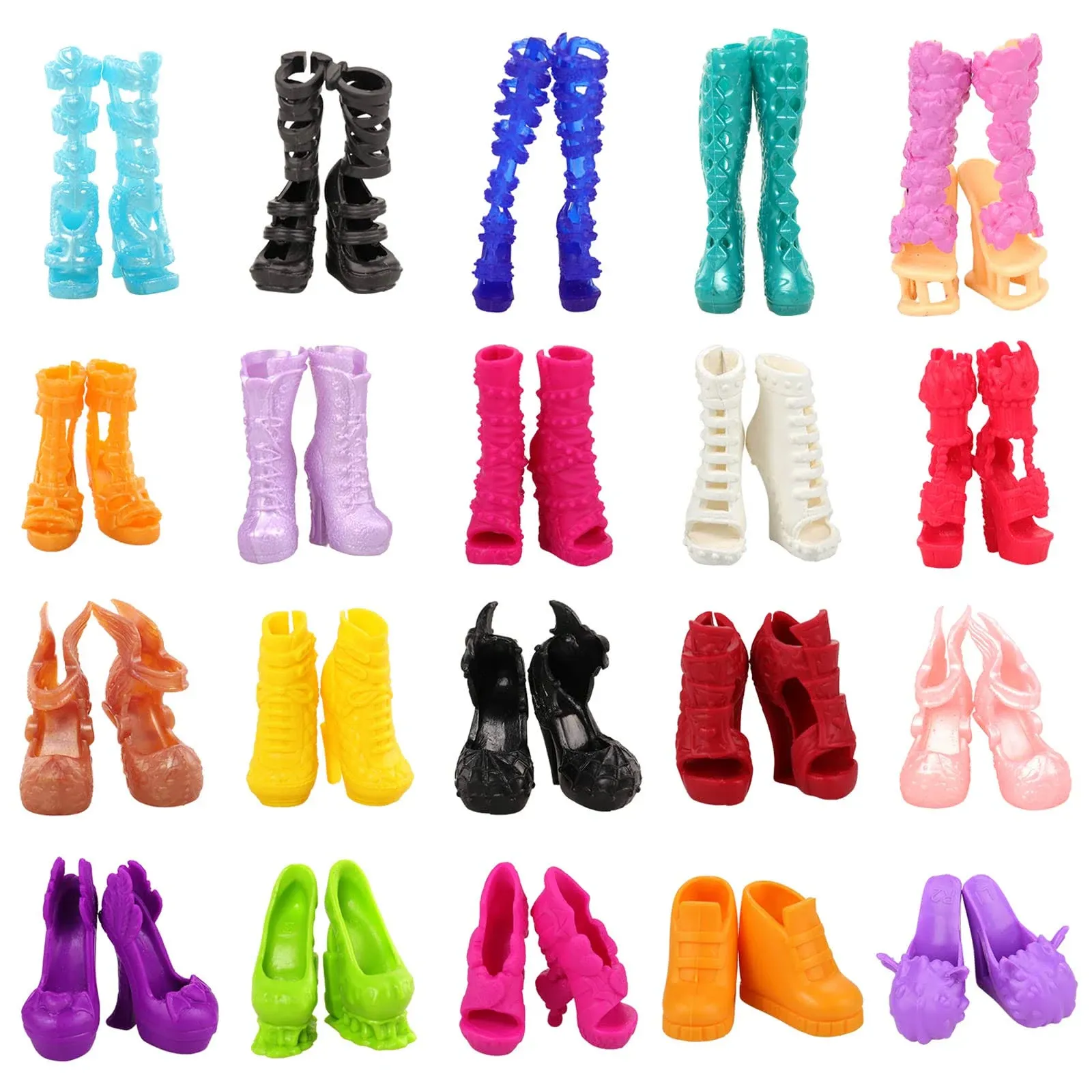 Barwa 10 Pairs Doll Shoes Accessories for Monster High Doll Fashion High Heels ...