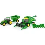 John Deere Farm Harvesting Set with Tractor Toy - 1:32 Scale - Includes 7290R Tractor, S780 Combine, and Grain Cart - Indoor and Outdoor Farm Toys - Ages 3 Years and Up