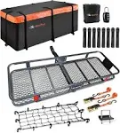 1autodepot 60 x 24 x 6-Inch Hitch Cargo Carrier with Bag, 500 lbs Capacity, 2-Inch Folding Shank, Black Steels, Size: 2 in