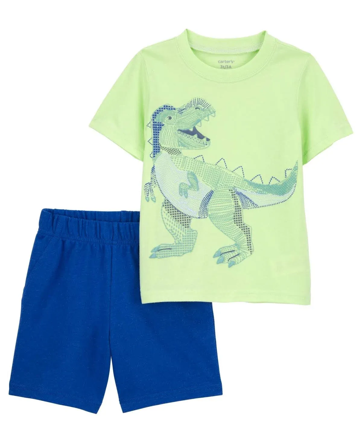 Carter's Baby Boys 2-Piece Dinosaur Tee & Short Set NB Green/Navy