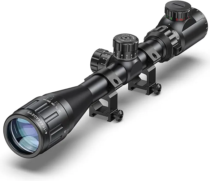 CVLIFE 4-16x44 Tactical Rifle Scope Red and Green Illuminated Built Gun Scope with Locking Turret Sunshade and Mount Included