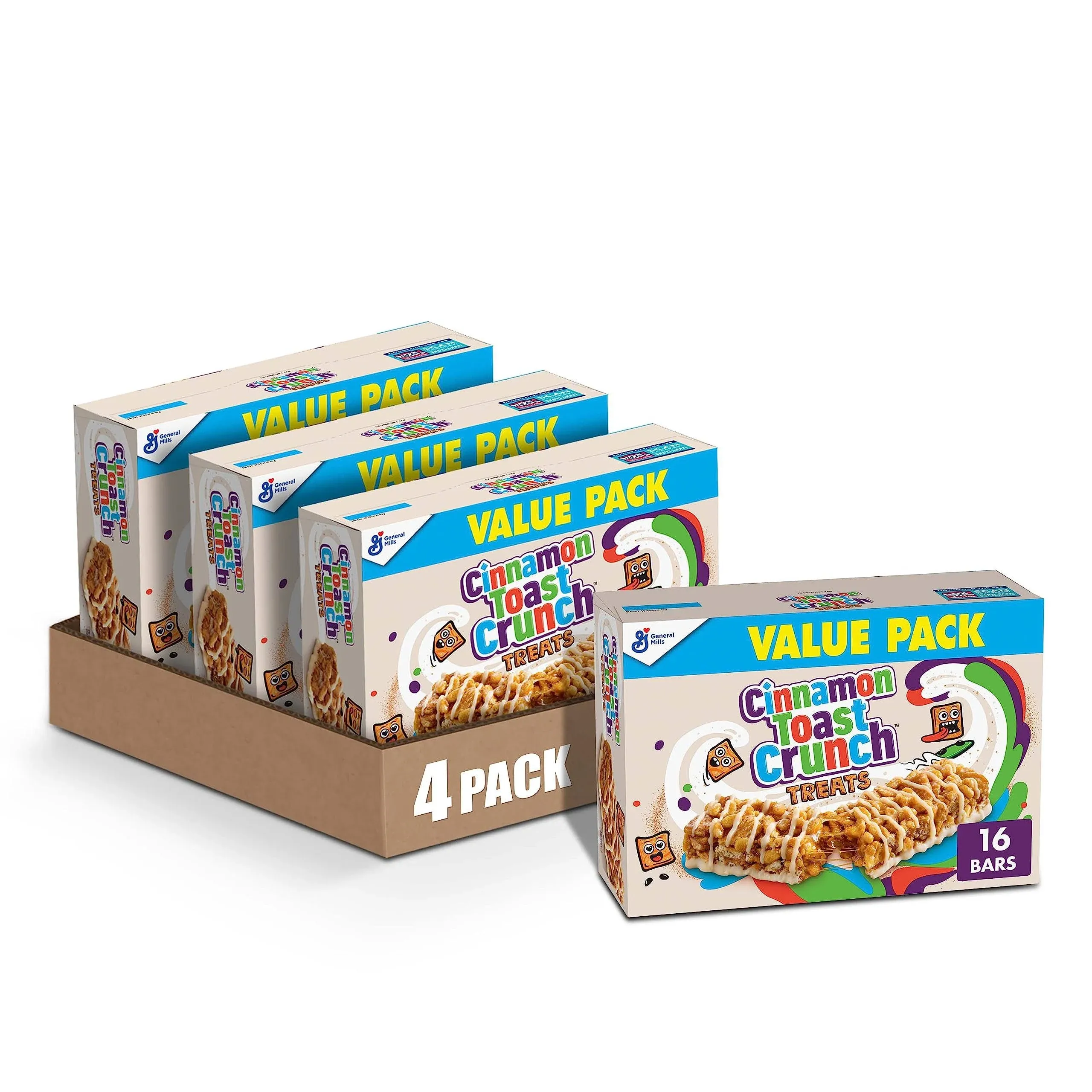 Cinnamon Toast Crunch Breakfast Cereal Treat Bars, Snack Bars, 16 ct (Pack of 4)