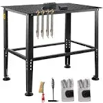 VEVOR Welding Table 36" x 24" Adjustable Workbench 0.12" Thick Industrial Workbench 600lb Load Capacity Metal Workbench Heavy Duty Carbon Steel