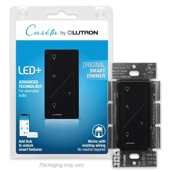 Lutron PD-6WCL-BL Caseta Wireless In-Wall Dimmer - Black