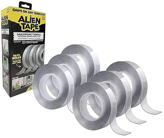 Alien Tape 10 Foot Multi-Surface Reusable Double-Sided Tape (Pack of 6)