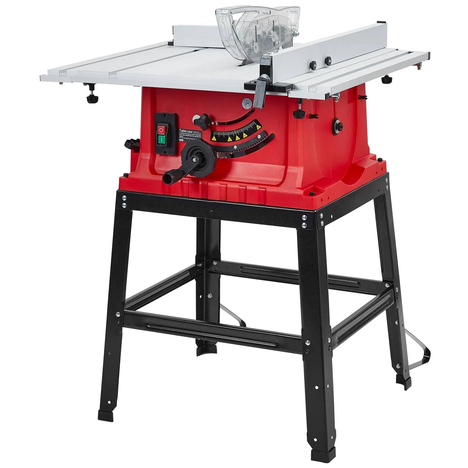 Table Saw, Garvee 10 Inch 15A Multifunctional Saw with Stand &amp; Push Stick, 90° Cross Cut &amp; 0-45° Bevel Cut, 5000RPM, Adjustable Blade Height, Ideal