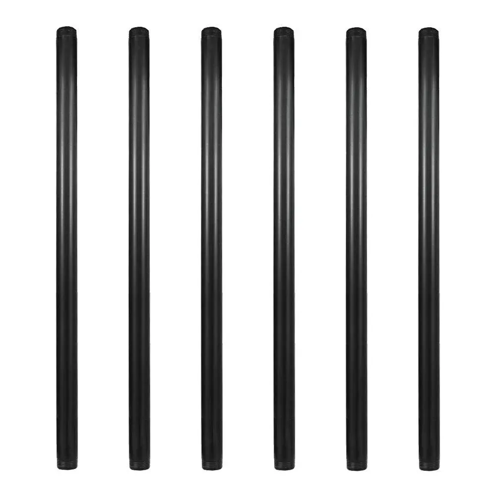 GeilSpace 6 Pack 3/4" × 24" Pre-Cut Black Metal Pipe, Industrial Steel Fits Standard Three Quarters inch Black Threaded Pipes and Fittings - Vintage 246-47