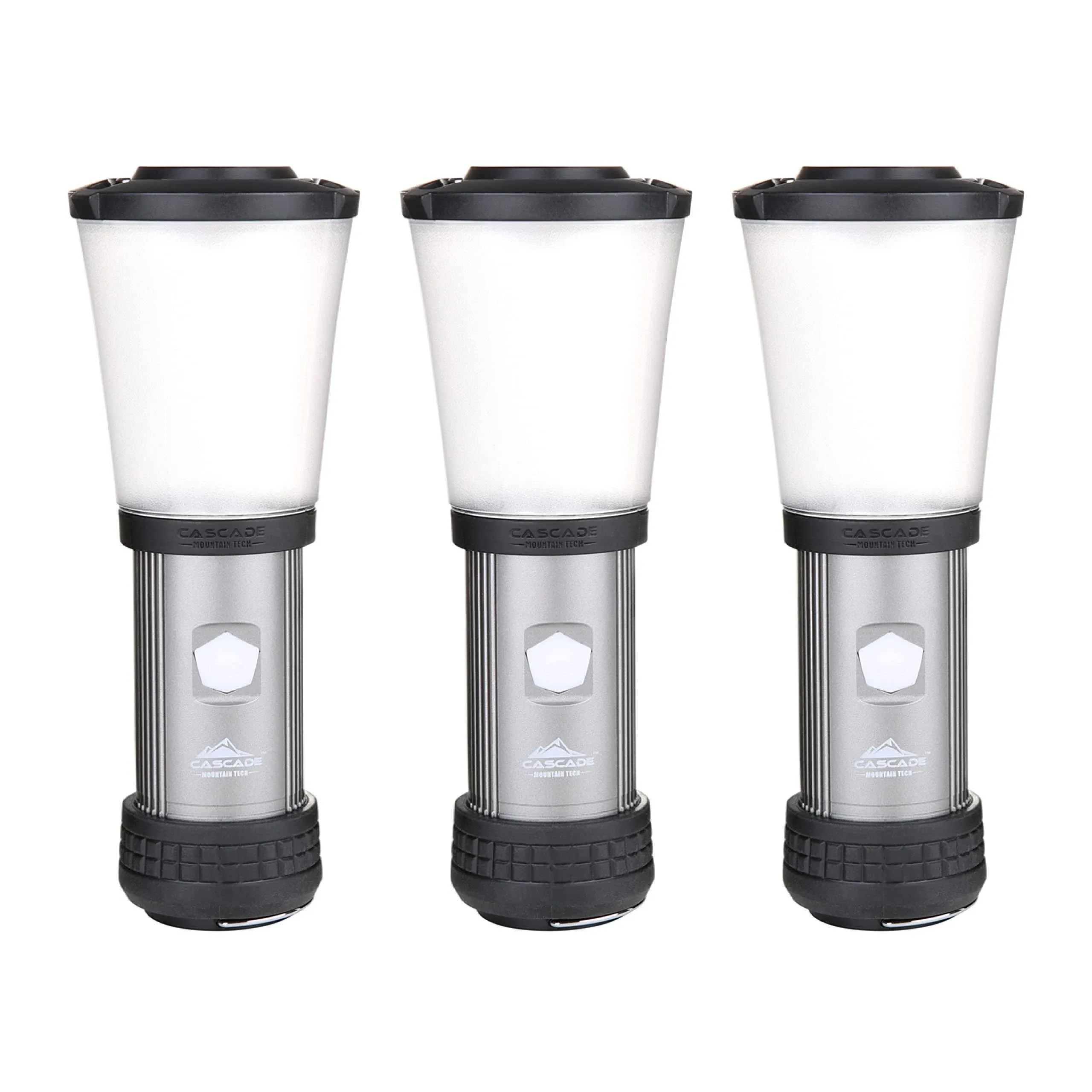 Cascade Mountain Tech 500-Lumen Ipx4 Water-Resistant LED Flashlight Lantern with Strobe 3-Pack