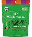 Wedderspoon Organic Manuka Honey Pops for Kids, Variety Pack, 24 Count, Unpas...