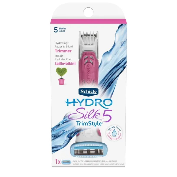 Schick Hydro Silk TrimStyle Moisturizing Razor for Women with Bikini Trimmer,1 Count