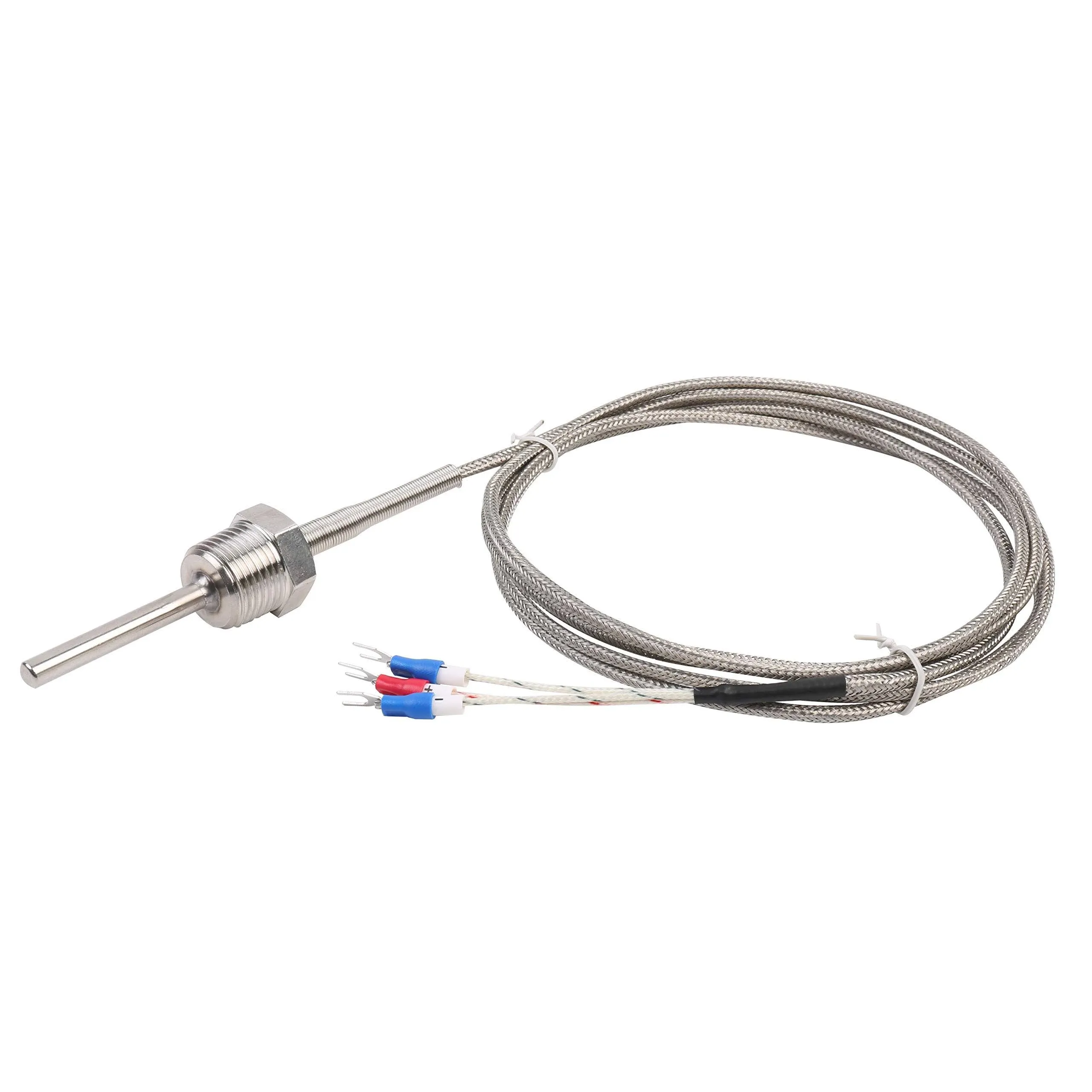 Waterproof RTD PT100 Temperature Sensor - Jaybva Thermistor Probe for PID Temperature Controller 3 Wire Stainless Steel NPT3/4" BSPT 1/2" Pipe Thread with Insulation Lead Shield Wire -50~500℃