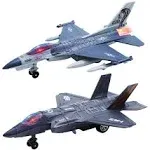 Holy Fun 2 Packs Diecast Airplane Toys with Sound & Light, Pull Back Alloy Fighter Jet Plane Model Toys, for Kids Boys and Girls