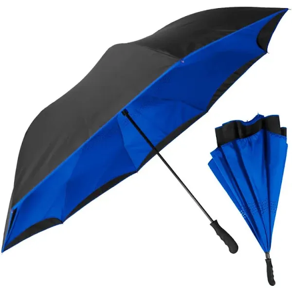 Stromberg Grand Inverted Automatic Folding Umbrella &amp; Case with Carry Handle 53&#034;