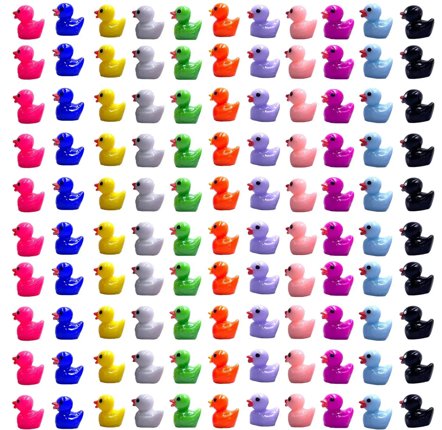 110 Pieces Mini Resin Slime Charms Duck Miniature Duck Figures Micro Fairy Garden ...