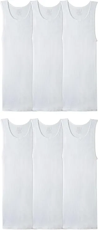 Fruit of the Loom Men's Sleeveless Tank A-Shirt, Tag Free & Moisture Wicking, Ribbed Stretch Fabric