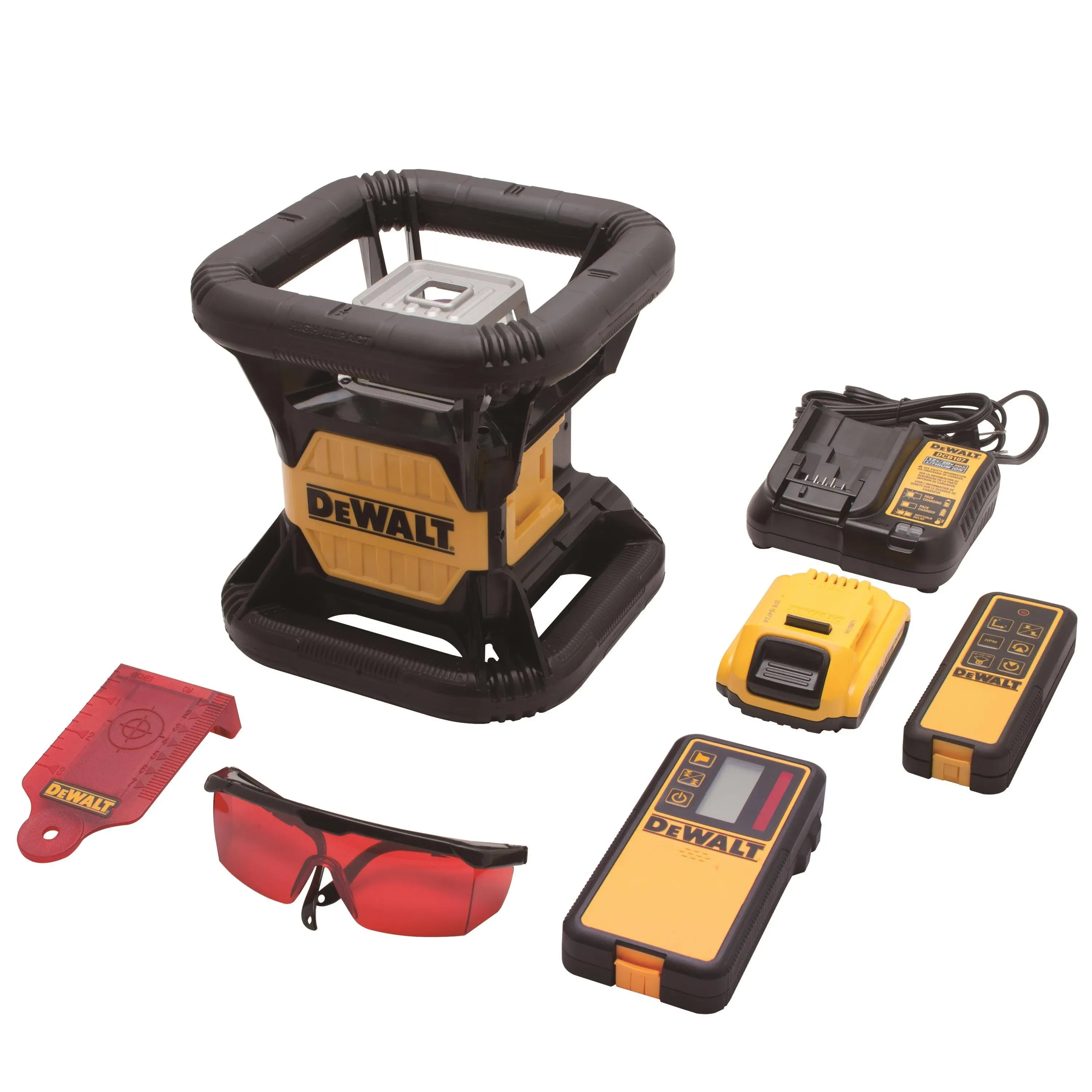 DEWALT DW079LR Tough Laser, 2000 ft, 1/16 in at 100 ft Accuracy, Red Laser