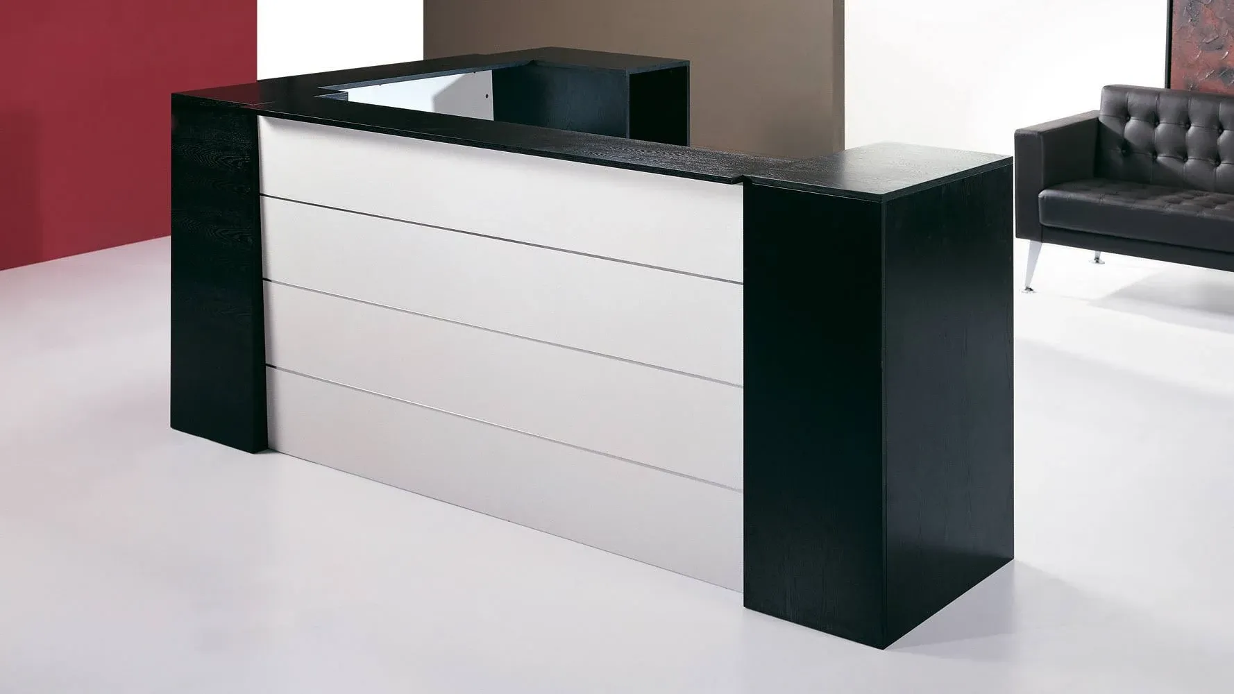 104.25” Modern Clinton Black Oak Wood/White Lacquer Reception Desk - Contemporary - Desks And Hutches - by Zuri Furniture | Houzz