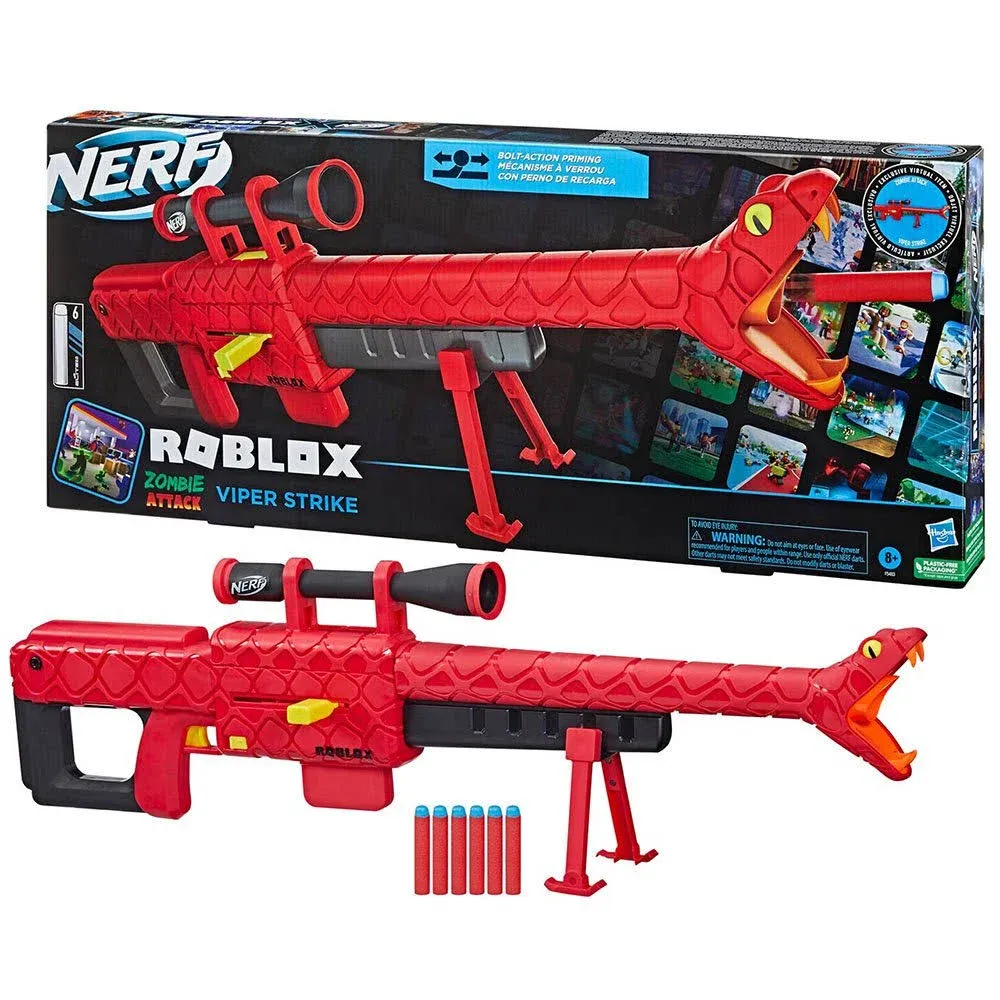 Nerf Roblox Zombie Attack: Viper Strike Nerf Sniper-Inspire<wbr/>d Blaster With Scope