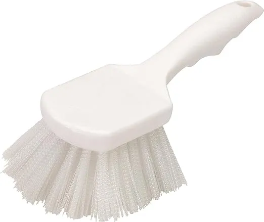 SPARTA 3662000 Flo-Pac Plastic Handle Utility Scrub Brush, Nylon Bristles, 2" Bristle Trim, 8" Length, White, 1 Count (Pack of 1)