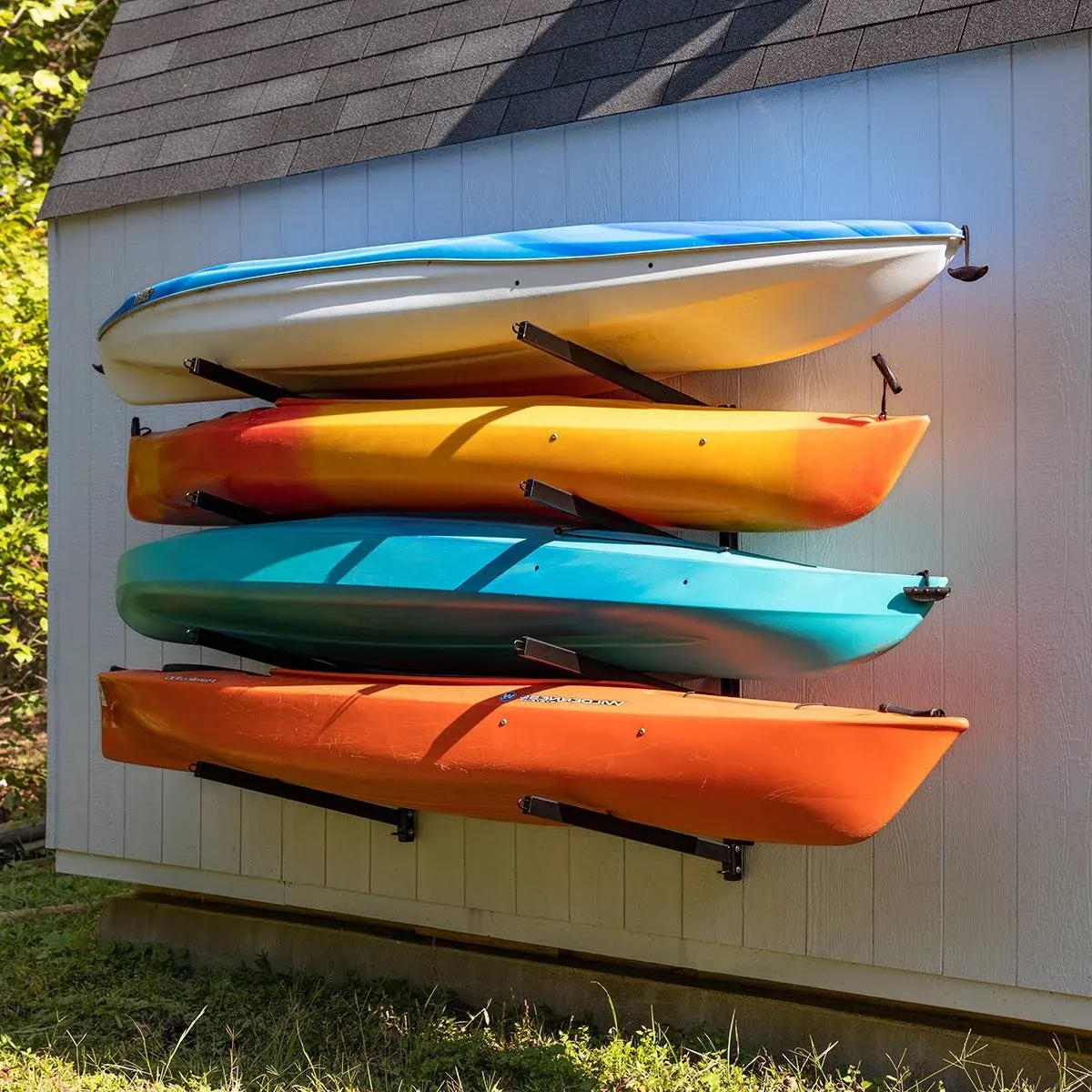 StoreYourBoard Outdoor Kayak Storage Rack 4 Level Adjustable Wall Mount