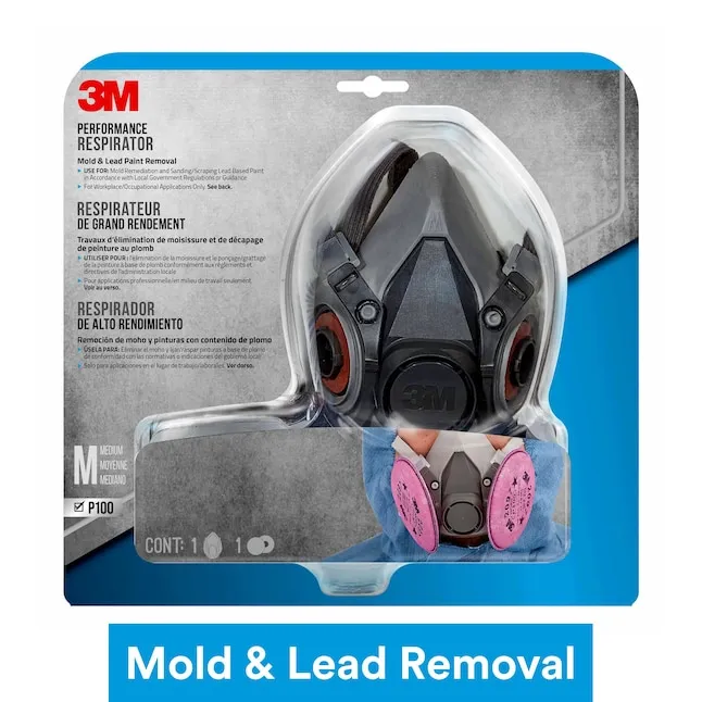 3M White Reusable P100 Adult Medium Sanding Half Face Respirator | 6297PA1-A-NA