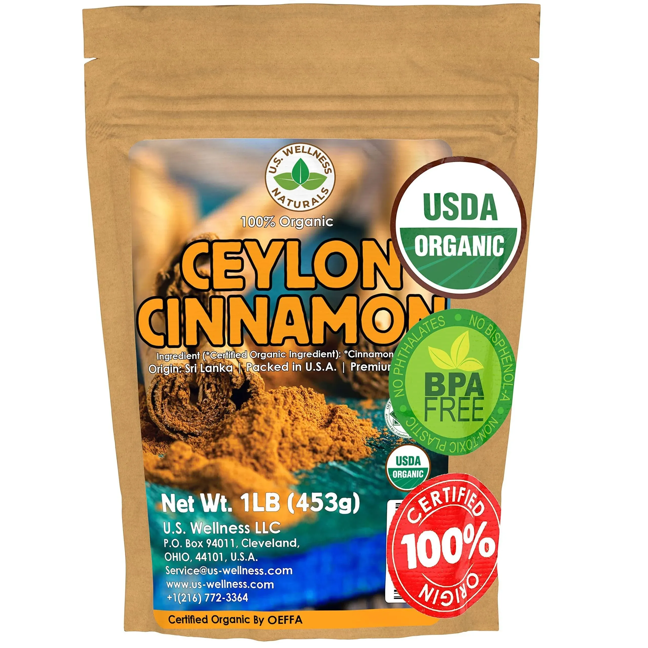 Ceylon Cinnamon Powder 1lb | 100% Certified Organic | Freshly Ground Premium Sri ...