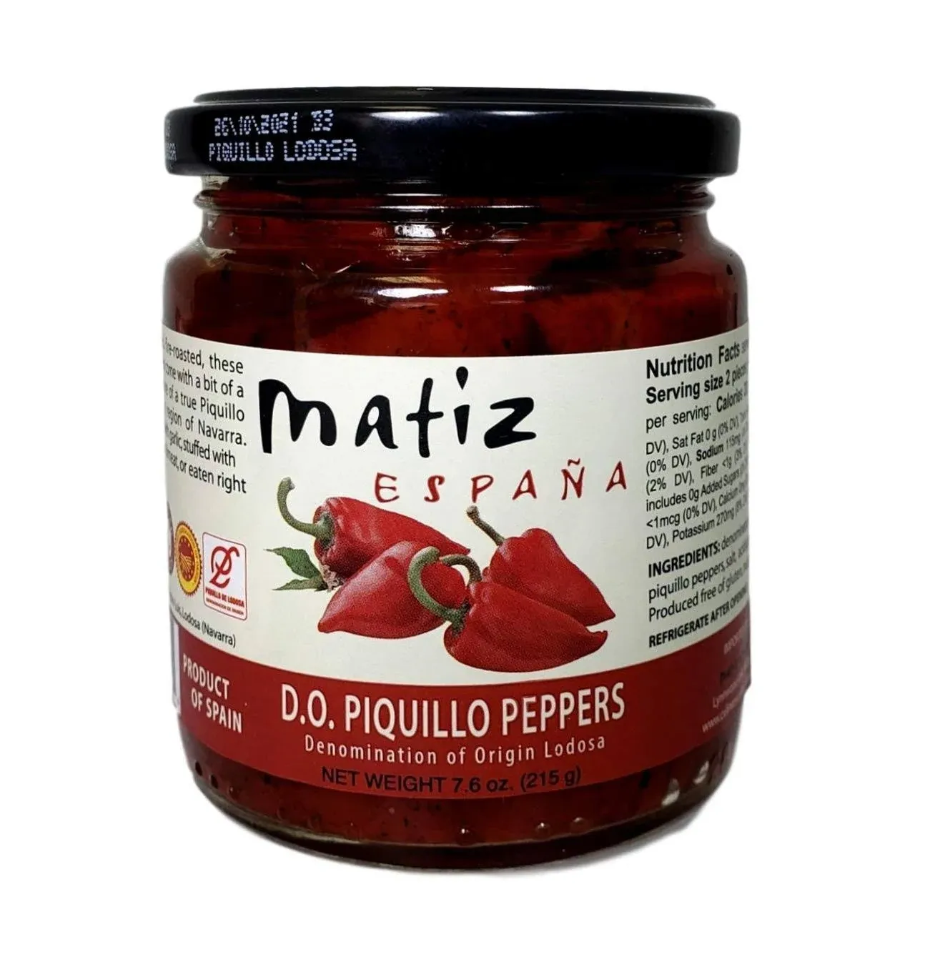 Matiz Espana Piquillo Peppers, Denomination of Origin Lodosa, 7.6 ounce (1 Jar)