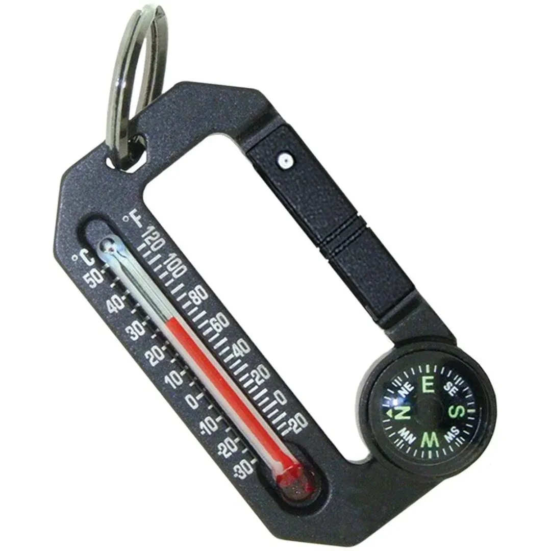 Hikehitch 2 Thermometer And Compass Carabiner Camping Hiking And Backpacking Acc