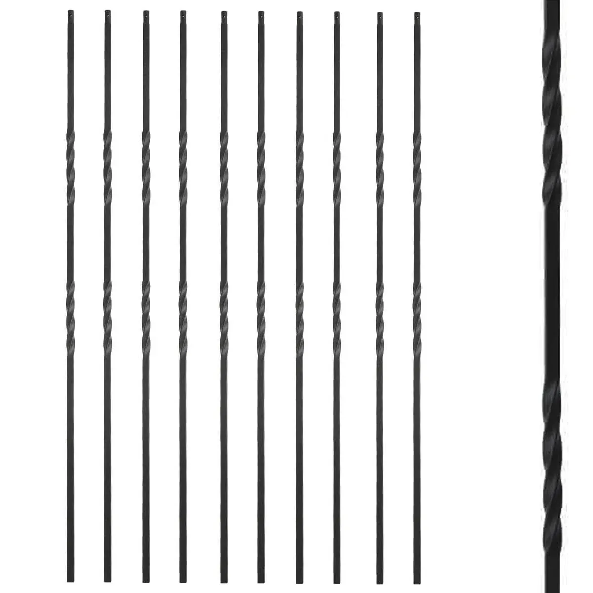 Senmit S09 - Wrought Iron Balusters – Set of 30 Deck Balusters - Decorative Metal Balusters for Decks – Spiral Stair Railing - 1/2-Inch Hollow Double Iron