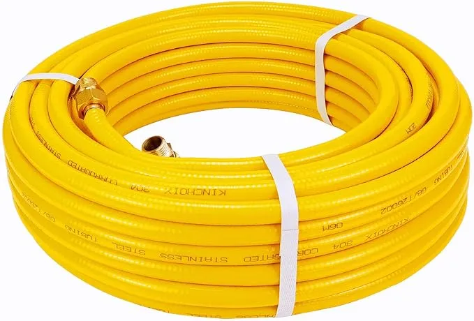 CSST Corrugated Stainless Steel Tubing 37 Ft 3/4" Flexible Natural Gas Line Pipe Propane Conversion Kit Grill Hose with Male Adapter Fittings