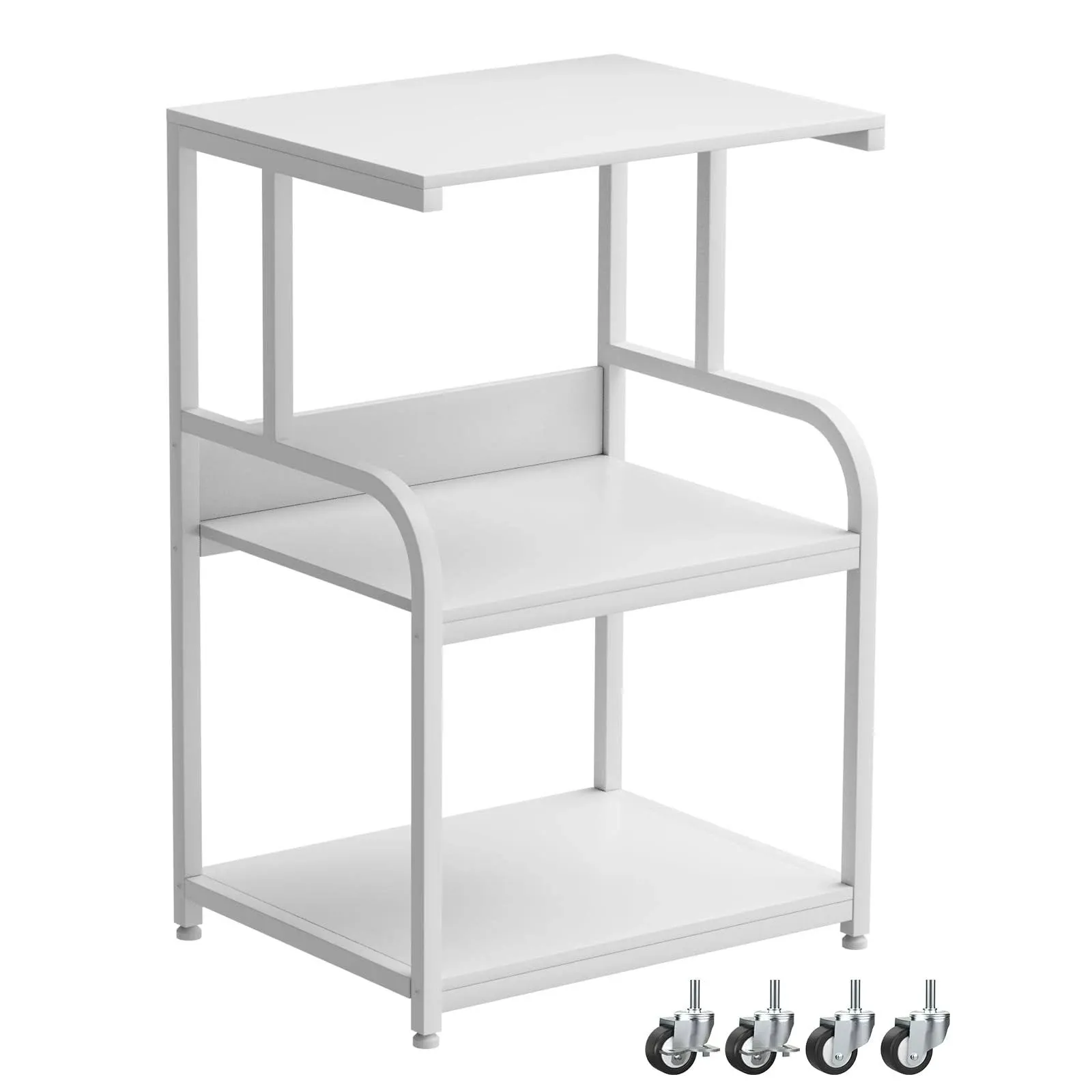 EasyCom Printer Stand- Large 3 Tier Printer Table with Wheels- Industrial Printer Storage Cart- Rolling Printer Cart with Storage Shelf for Printer