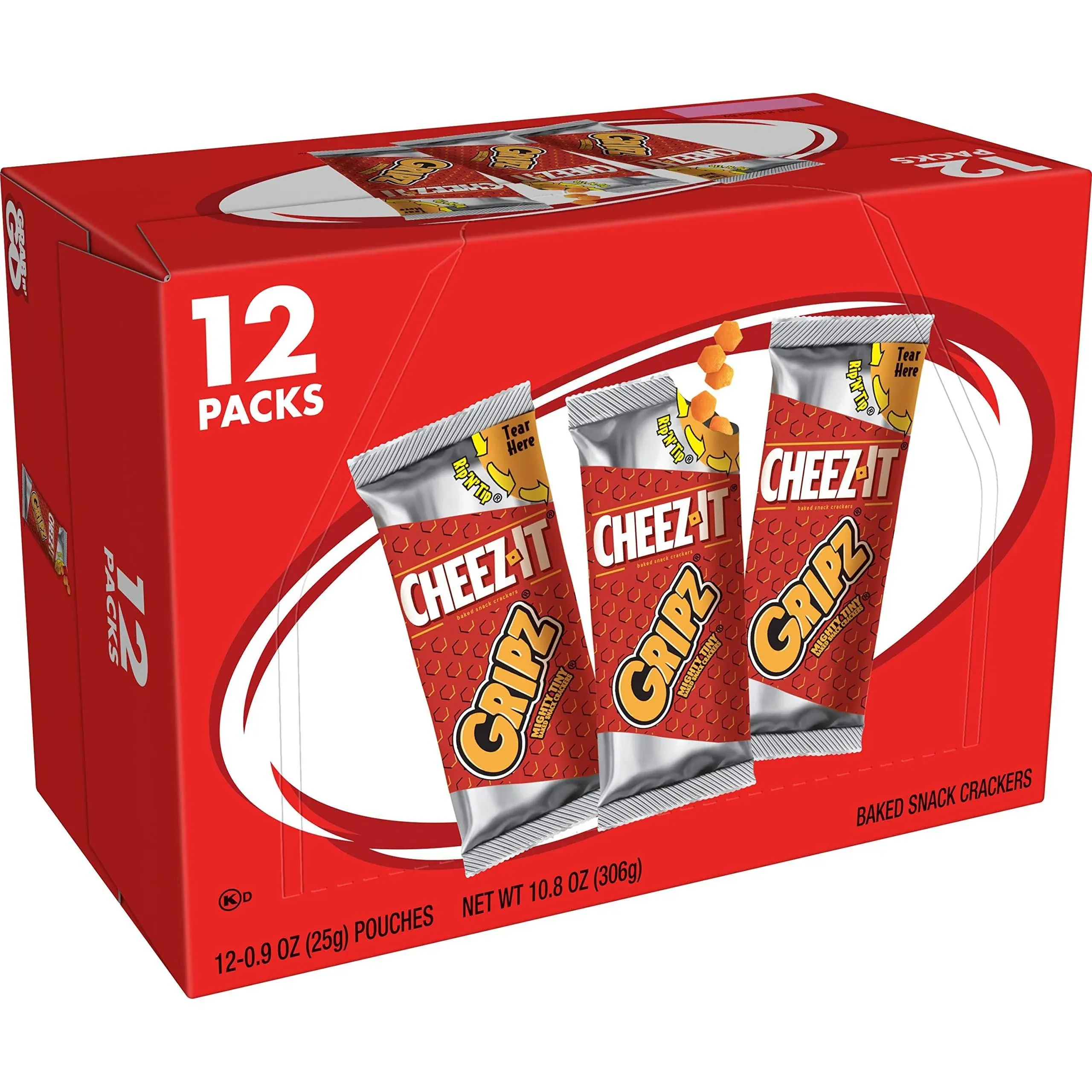 Cheez-It Gripz Snack Crackers, Baked, 12 Packs - 12 pack, 0.9 oz pouches