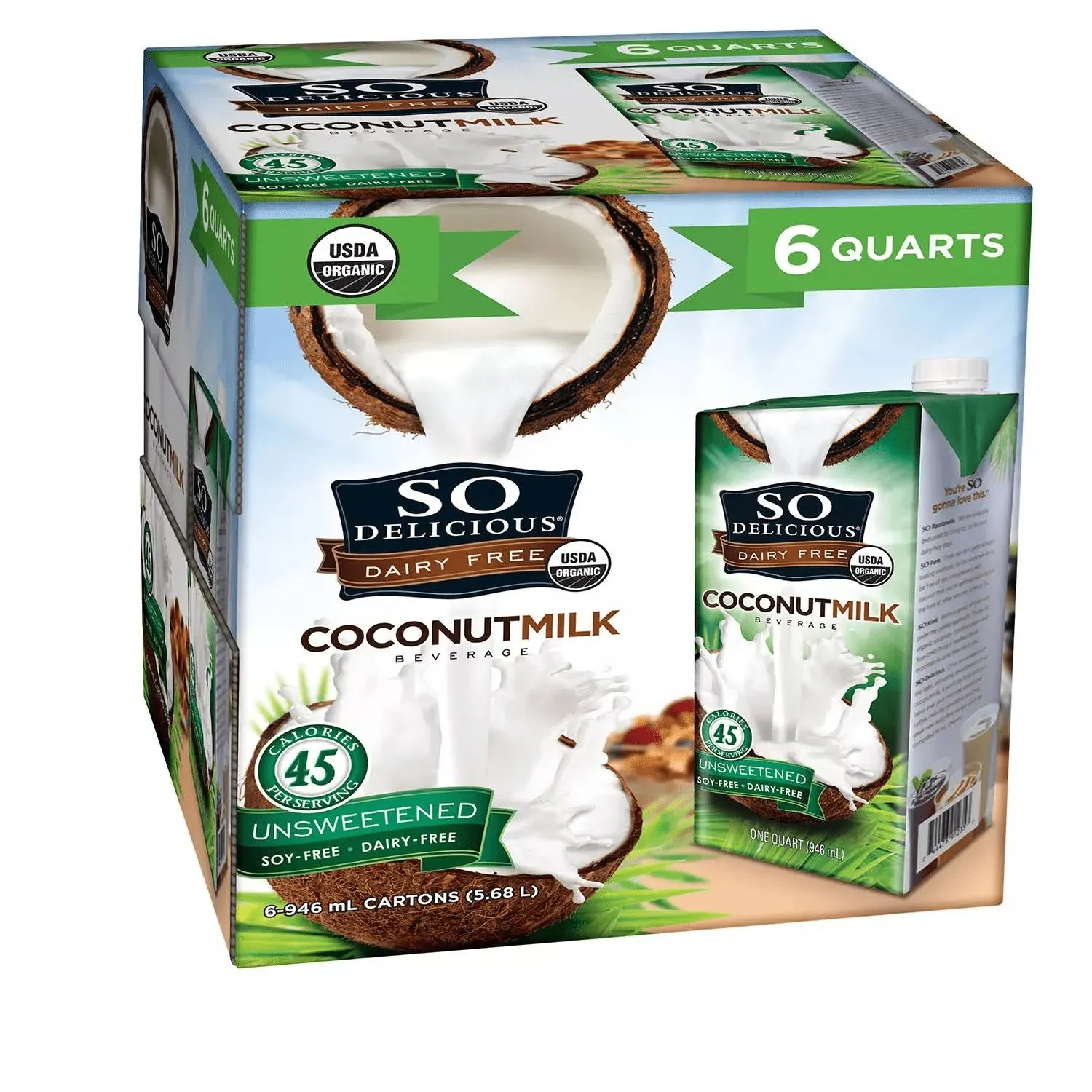 So Delicious® Unsweetened Coconut Milk Beverage 6-32 fl. oz. Cartons